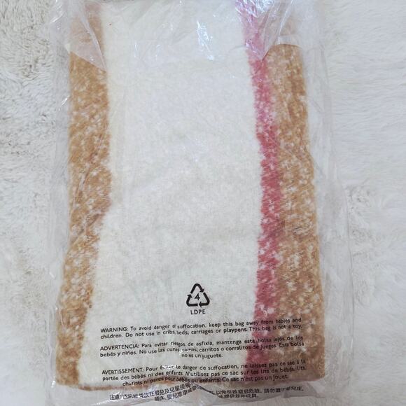 NEW Madewell Oversized Plaid Brushed Scarf Cozy Cream Tan Fringe Recycled Poly - Picture 3 of 8